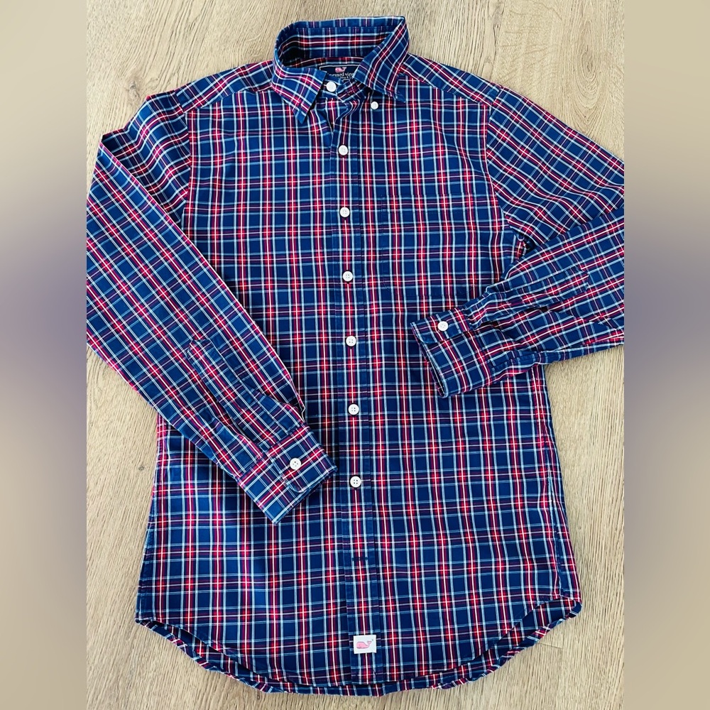 Vineyard Vines Slim Fit Plaid Button-Down Shirt (XS)